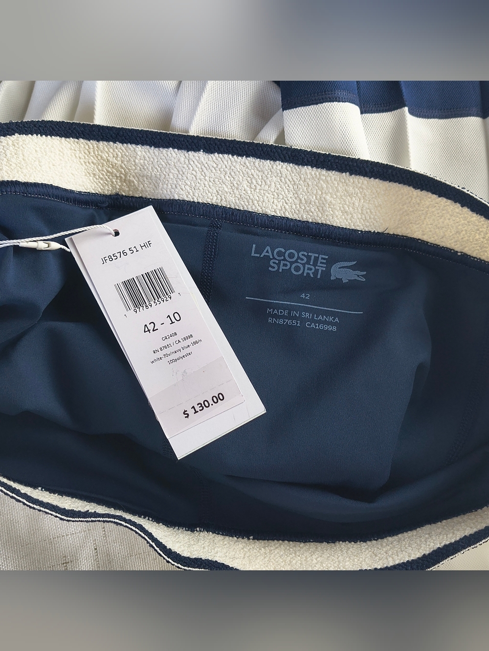 Lacoste White and Navy Trim Pleated Mini Skirt - Picture 11 of 11